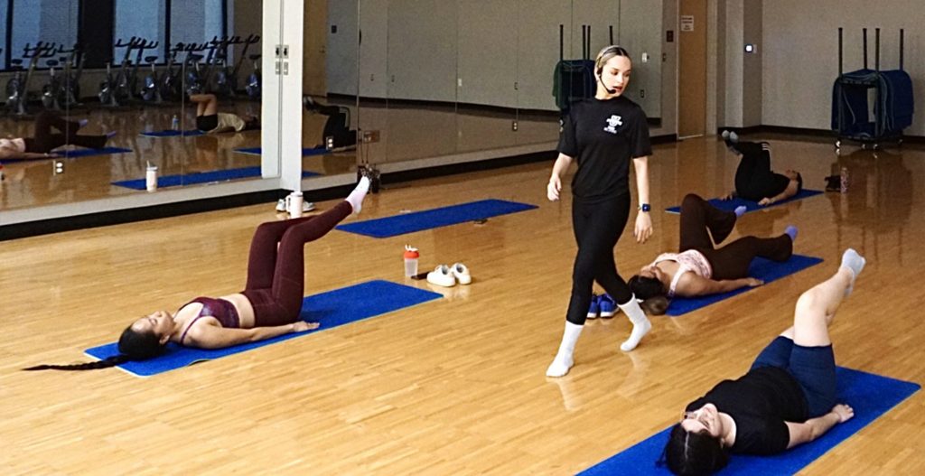 Pilates class at Rec Center.