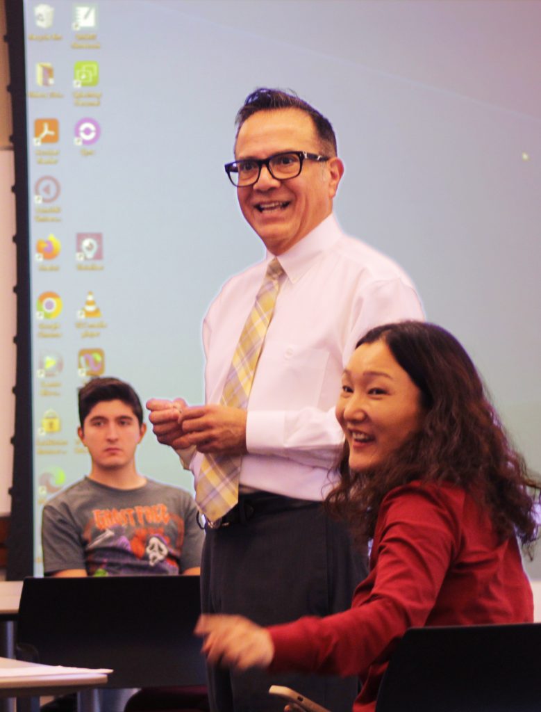 guest speaker in a TAMIU classroom