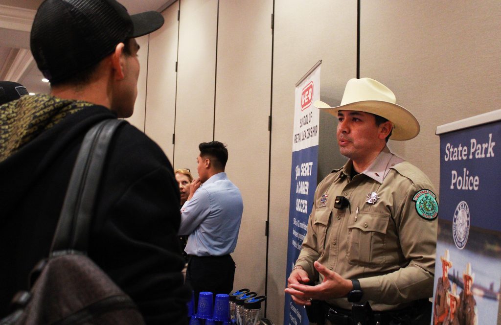 State Park Officer speaks to a student